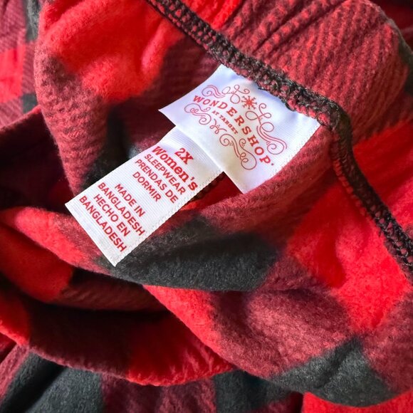Wondershop Buffalo Plaid Microfleece Red Lounge Pajama Pant Plus Size 2X NEW - Picture 4 of 12